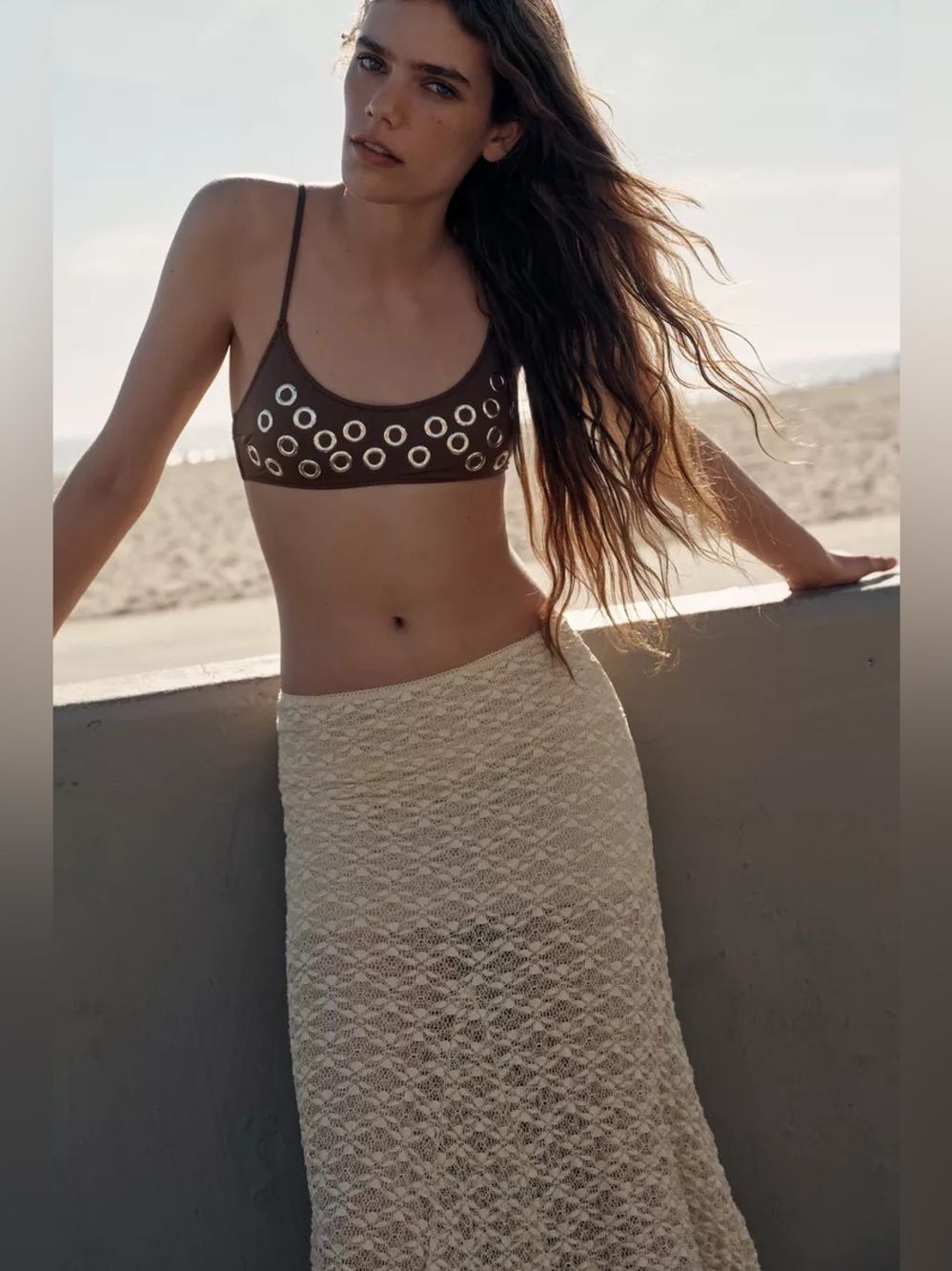 ZARA BOHO LONG LACE SKIRT - Picture 2 of 8